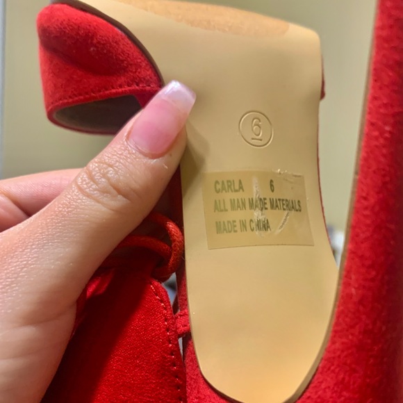 Charlotte Russe Red Lace Up 4-inch Heels - Picture 3 of 3